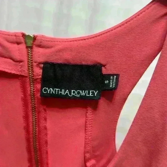 Cynthia Rowley Small Fit Flare Racer Back Salmon Color Dress Pockets item# 17 - Picture 3 of 5